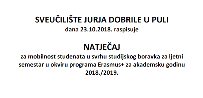 Natječaj za mobilnost studenata u...